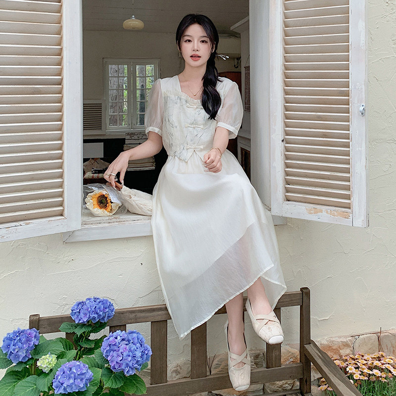 [现货】新品夏季假两件新中式连衣裙,女装连衣裙,2C269