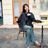休闲立领灰咖色皮衣外套女秋季2025新款小个子PU夹克机车服巨好看，女装皮衣，2C022