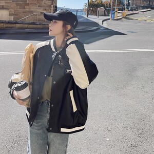 黑色pu皮棒球服棉服外套女2023冬季新款美式小个子炸街加厚短棉袄图片