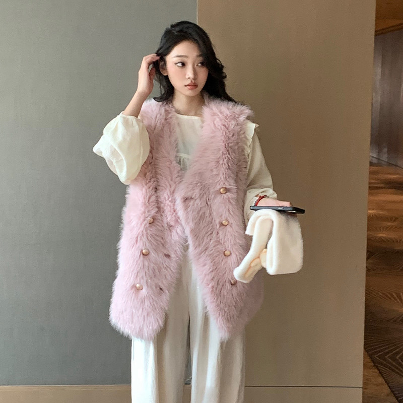 2024冬装新款亮丝皮毛一体仿狐狸毛环保毛严格不要低价售卖,女装皮草,2C091