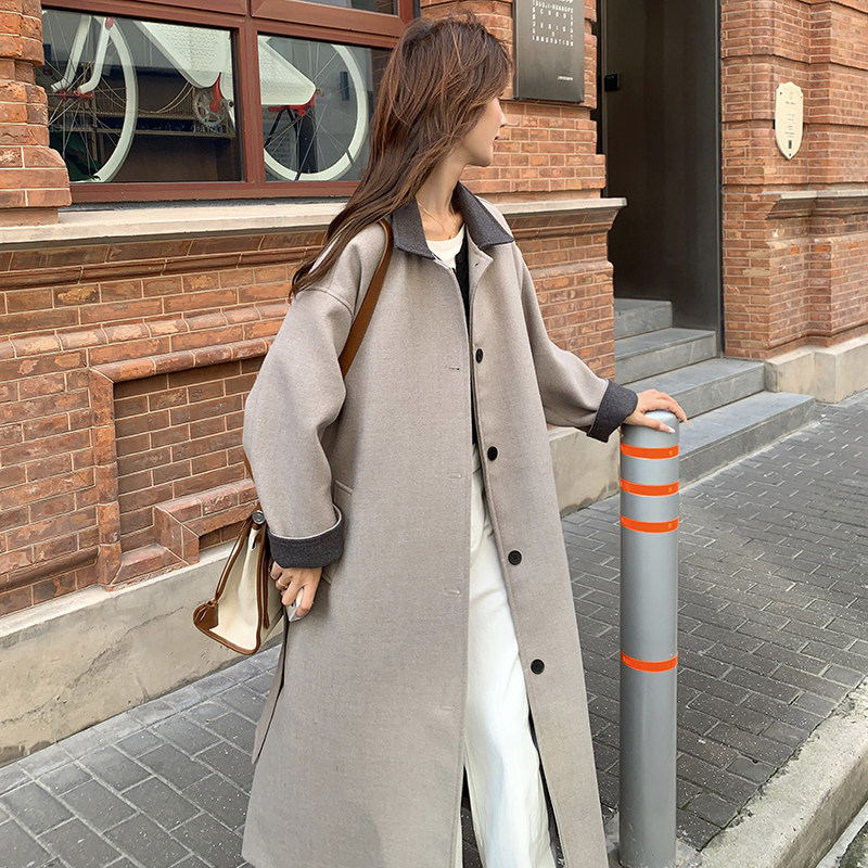 韩版气质加厚羽绒内胆呢子大衣女2025冬季新款显瘦保暖毛呢外套,女装毛呢外套,2C166