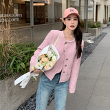 粉色不规则设计感小香风外套女2023秋新款今年流行小个子爆款上衣，女装短外套，2C053
