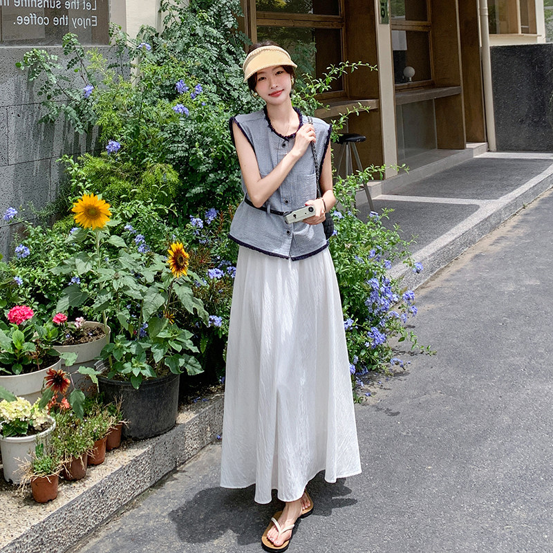 轻熟御姐穿搭小香风马甲套装裙女春夏2025超火气质半身长裙两件套,女装套装/套裙,2C159