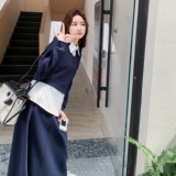 学院风条纹衬衫叠穿卫衣套装裙女2025秋新款休闲显瘦半身裙三件套，女装套装/套裙，2C212