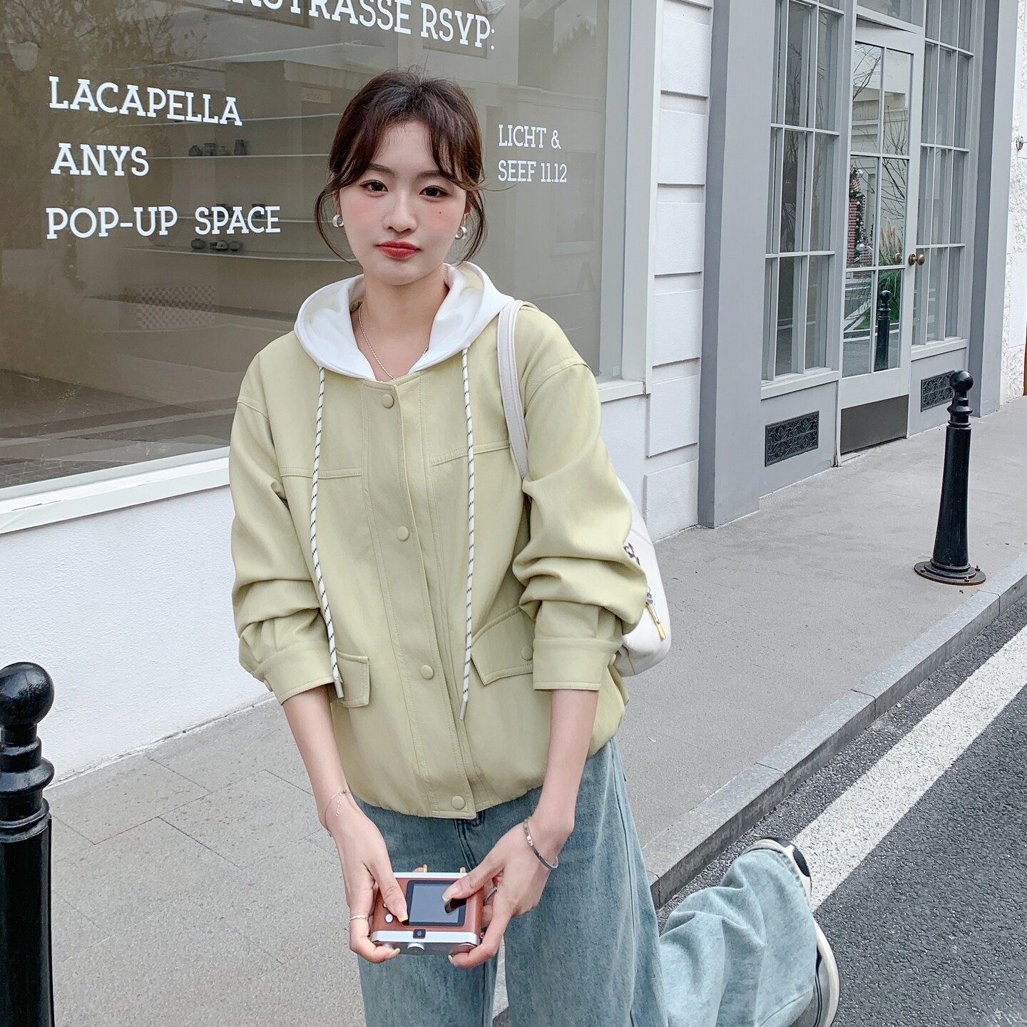 档口现货/连帽款撞色假两件蛋白皮PU皮衣外套2C233-903-P160-K258,女装皮衣,2C233