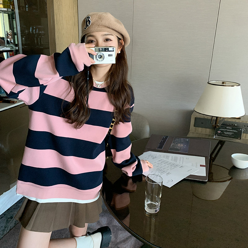 大货已出条纹卫衣假两件-1811-P115控168,女装卫衣/绒衫,2C170