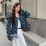 小香风毛毛编织牛仔外套女春秋2025新款减龄巨好看爆款高级感夹克，女装短外套，安在秀