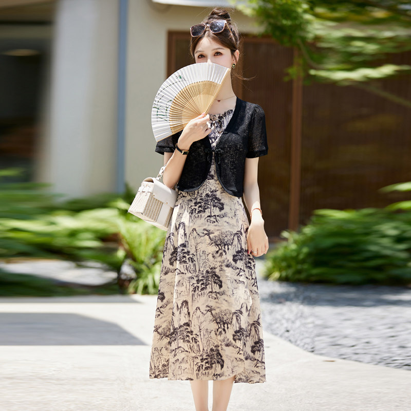 现货新款2025年夏装时尚气质优雅套装裙,女装套装/套裙,英标秀（1C119）