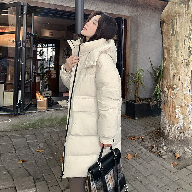90白鸭绒时尚白色中长款羽绒服2C291-YRF13991-P375-K599图片