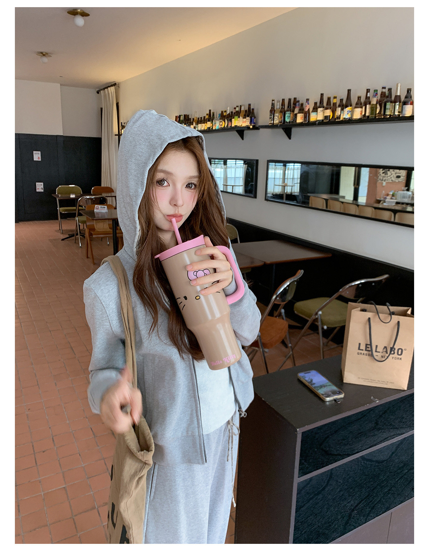 【新款流量好】灰色拼接格子卫衣休闲套装088-7755P185K258,女装套装/套裙,2C088