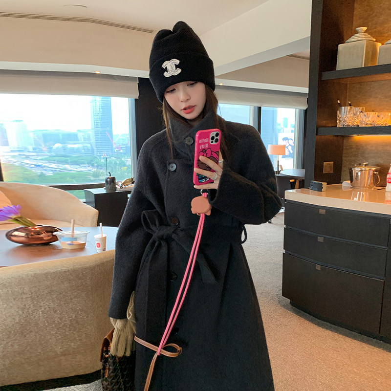 【新款】已出货有买家秀双面羊驼绒混色长毛大衣P285K418,女装毛呢外套,2C333
