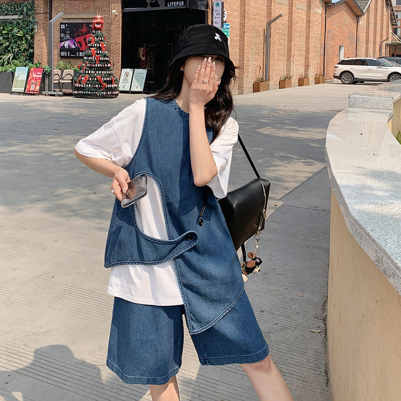 2025春夏新款原创设计洋气时尚百搭牛仔套装2C112-C313-P120-K178,女装套装/套裙,2C112
