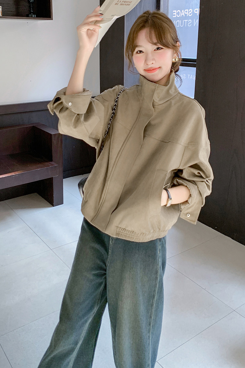 卡其色时尚休闲外套女2026新款小个子炸街气质减龄百搭夹克,女装短外套,2C166