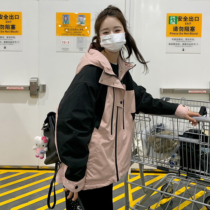 连帽工装冲锋衣加厚兔毛绒内里派克棉服3083P215K308,女装派克服,2C166