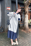 【现货】2026秋装撞色拼接灰色连衣裙2C056-6807-P120控178，女装连衣裙，2C056