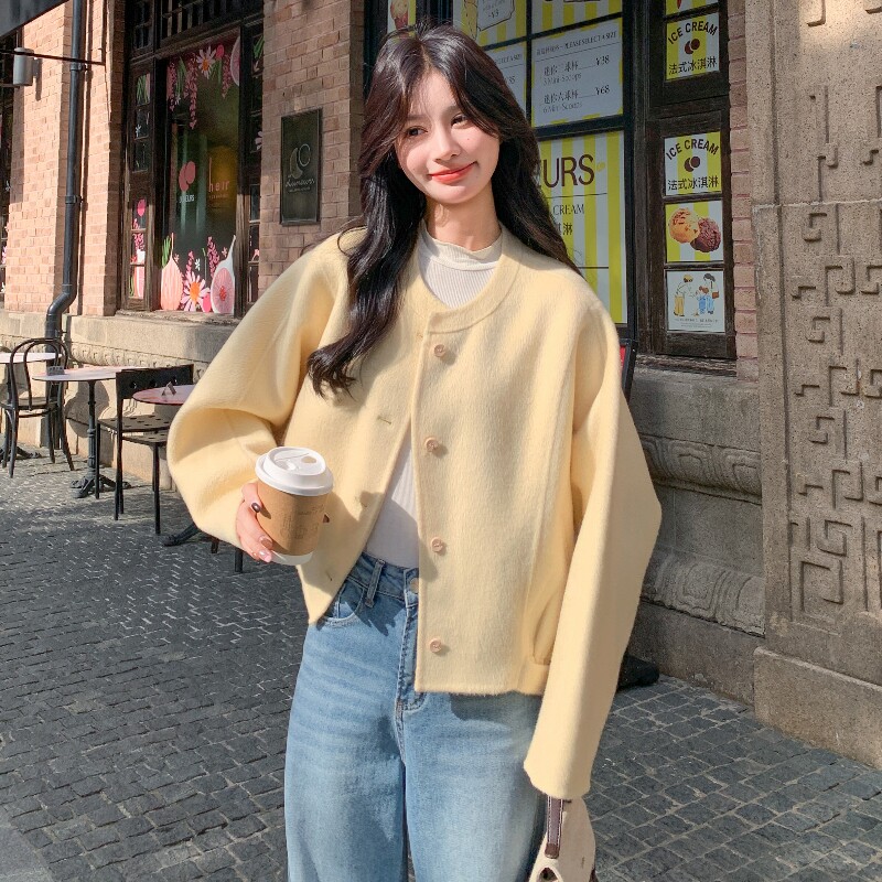 新款现货！秋冬羊毛夹克短外套羊绒大衣D902-P270K358,女装毛呢外套,2C320