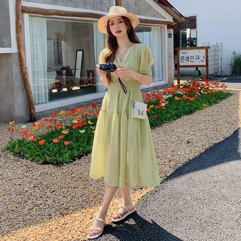现货店里 主推 25数据好新款高级感法式 v 领连衣裙1102p125k178图片