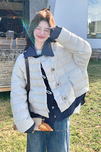 现货主推假两件拼接羽绒服1822款P245-K335图片