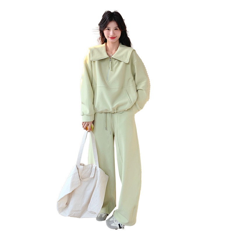 【档口现货】黄色娃娃领休闲运动卫衣套装女518-P175-K258,女装套装/套裙,2C126