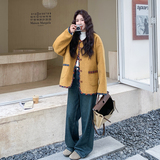 南瓜色学院风格子拼接毛呢外套女秋冬2025新款设计感爆款绝美大衣，女装毛呢外套，2C056