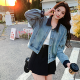 秋装新款牛仔拼色短外套2C092-5155-P145-K198，女装短外套，2C092