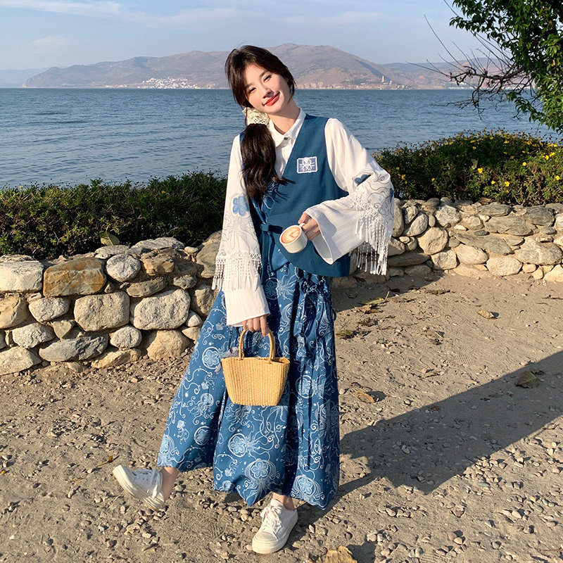新品时尚马甲+衬衣+半身裙三件套A2522-P195K288,女装套装/套裙,2C073