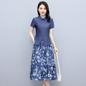 天丝牛仔裙套装女2025夏季新款高端遮肚子显瘦洋气减龄薄款两件套图片