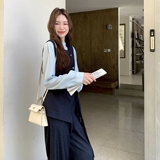 轻熟风气质通勤马甲套装女2026秋季新款长袖衬衫显瘦阔腿裤三件套，女装套装/套裙，2C218