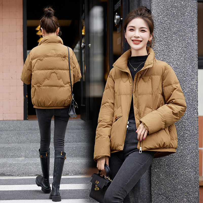 短款立领羽绒服女2025年冬季新款宽松休闲文艺复古冬天保暖外套图片