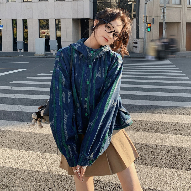 高级感炸街连帽早秋牛仔短外套女小个子2024春秋新款时尚夹克上衣,女装套装/套裙,2C112