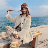 韩系减龄围脖加厚羊羔毛外套女皮毛一体大衣2C325-575P195K298，女装短外套，2C325