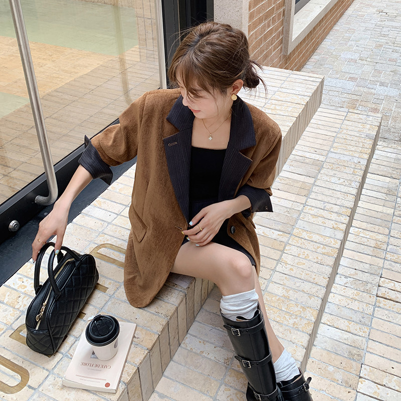 主推现货！24秋冬新款加厚西装外套+裤裙百搭外套气质宽松外套女,女装套装/套裙,衣珂纱朗