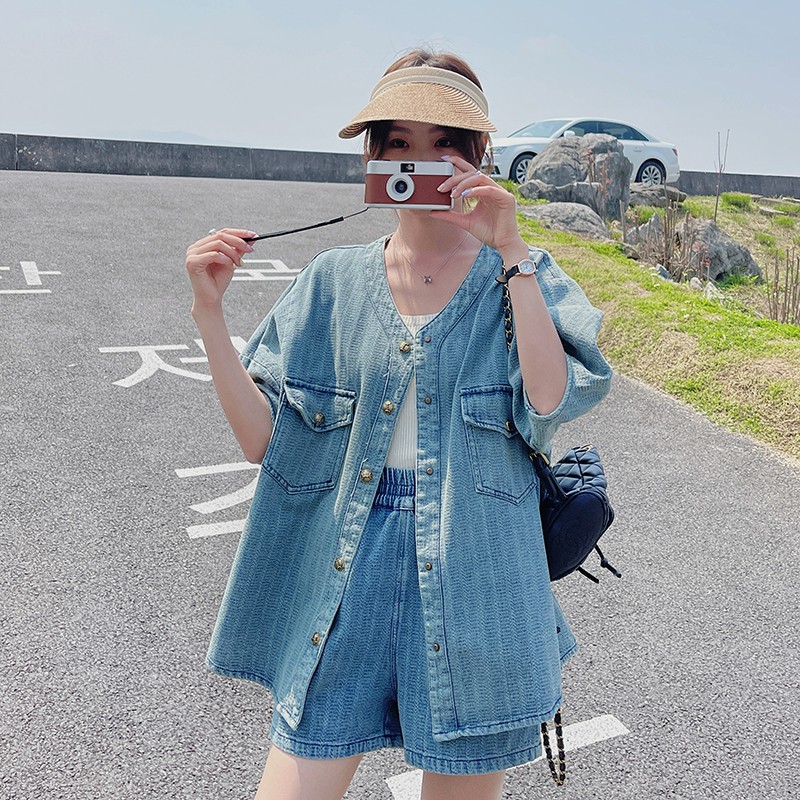 新款宽松牛仔两件套套装2C075-150-P125-控178,女装套装/套裙,2C075