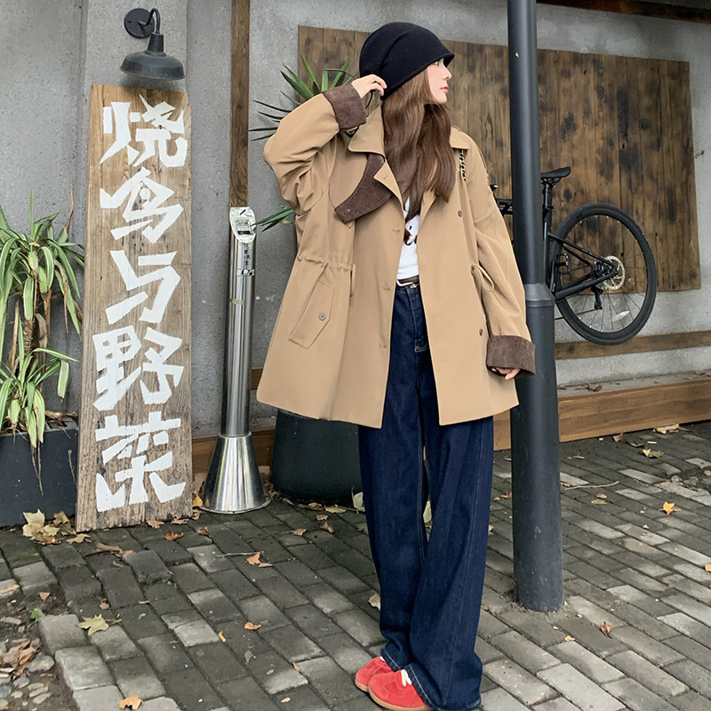 现货春季新款拼色风衣2C098-8606P155K218,女装风衣,2C098