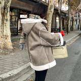 欧美时尚连帽时尚皮毛一体P225，女装皮草，2C291