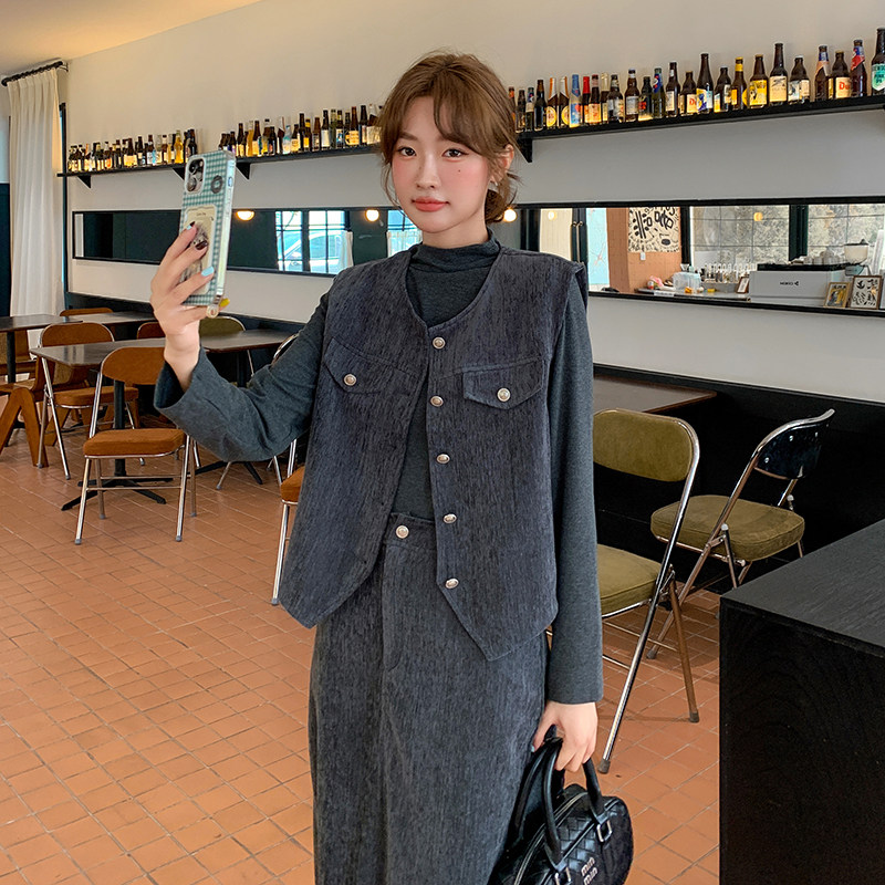 气质高级感套装裙女秋季2025新款小香风马甲半身裙两件套,女装套装/套裙,2C218