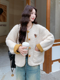 新款现货皮毛一体外套2C087-9280-P189K269，女装短外套，2C087