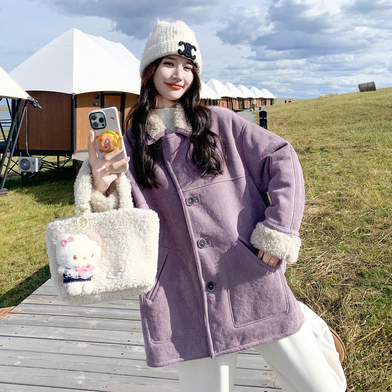 【新款】大货已出皮毛一体羊羔毛外套2C131-687-P205K298,女装短外套,2C131
