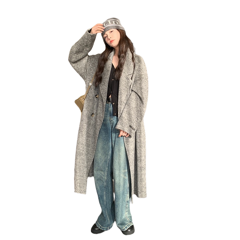 【现货】数据好双面羊驼绒混色长毛大衣P255K378,女装毛呢外套,2C333