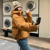 户外风姜黄色连帽冲锋衣羽绒服冬女2025新款超火好看加厚保暖外套，女装羽绒服，2C139