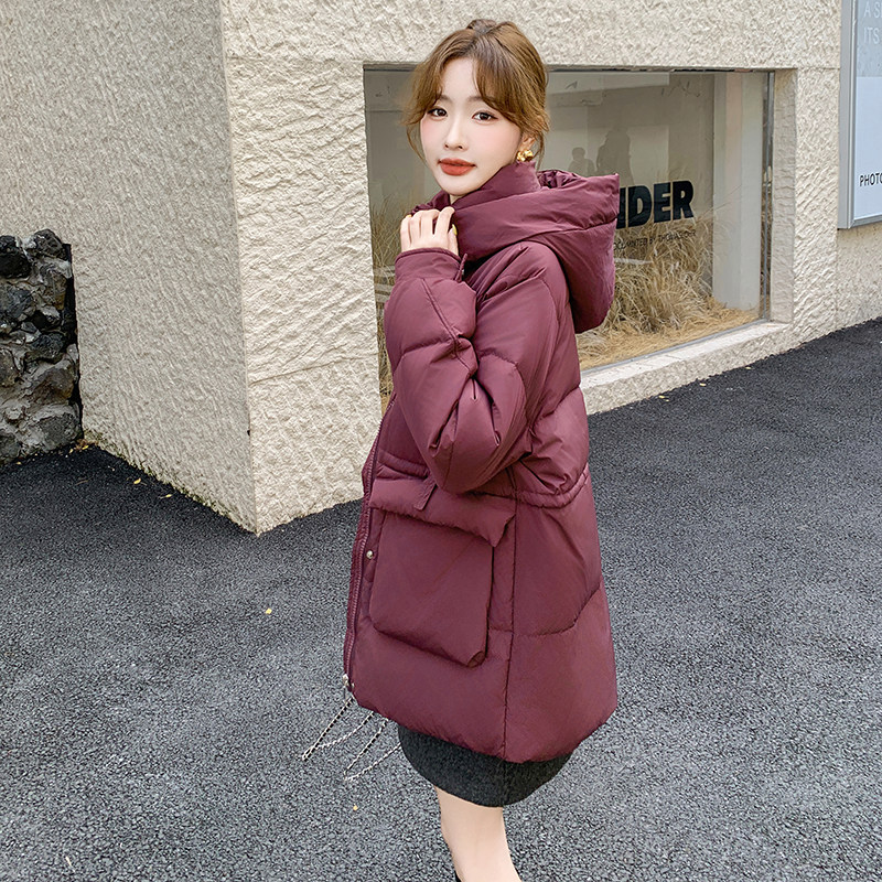安哥拉红羽绒服女短款2024冬新款小个子加厚收腰大口袋白鸭绒外套,女装羽绒服,2C013