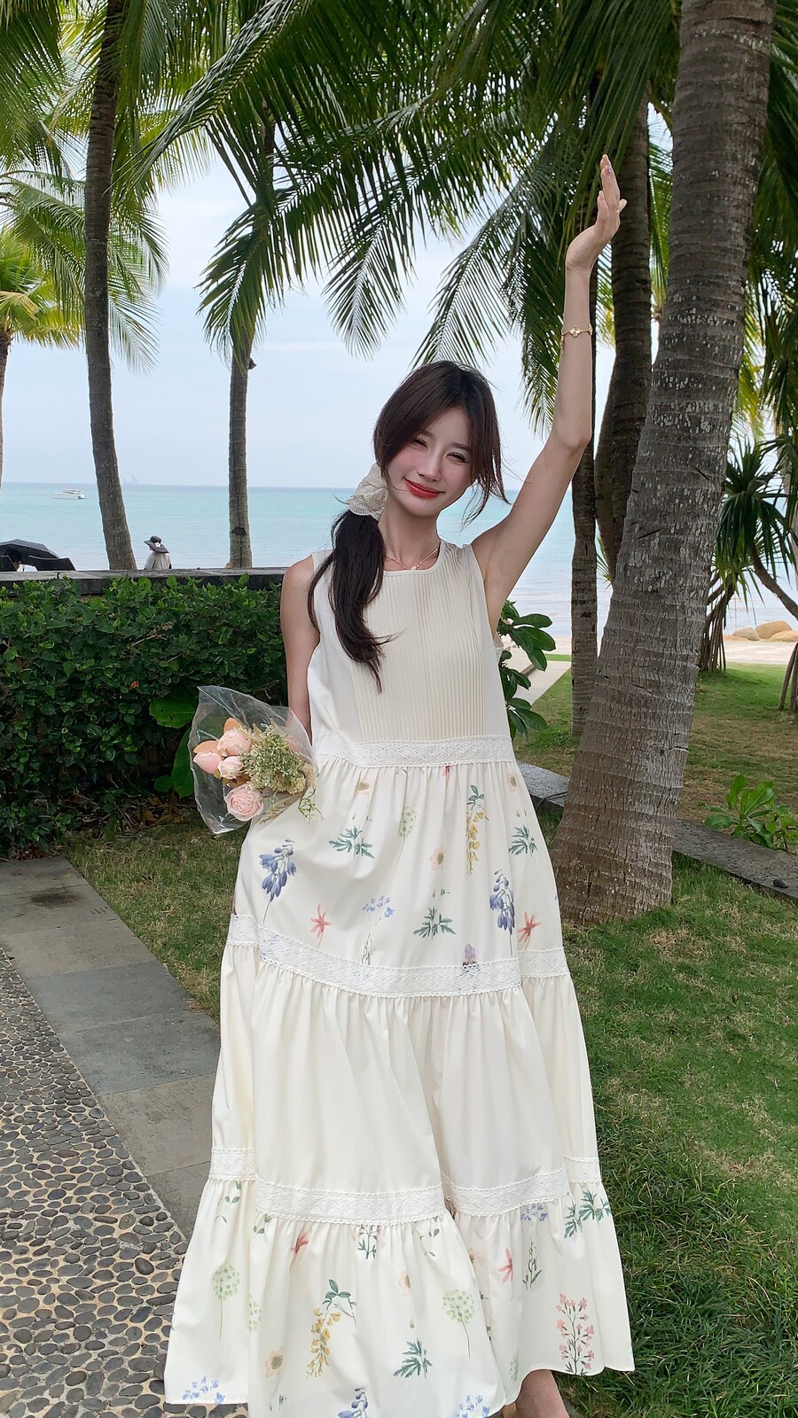 【夏装】设计感撞色拼接度假碎花连衣裙1C128-A218-P135K205,女装连衣裙,2D148