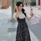 【现货】碎花吊带裙女外套内搭过膝连衣裙3023P125控178，女装连衣裙，2C166