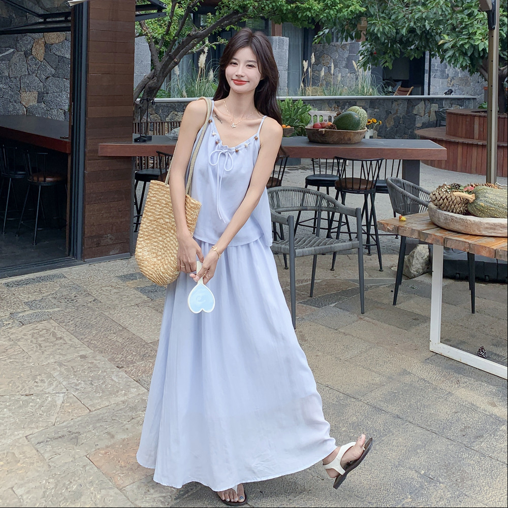 法式时尚套装睡裙性感夏季薄款春夏裙子套装长裙学生性感夏季复古,女装套装/套裙,2C131