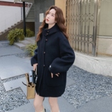 高端连帽双面羊毛绒大衣女中长款小个子2025新款高级感毛呢子外套，女装毛呢外套，2D008