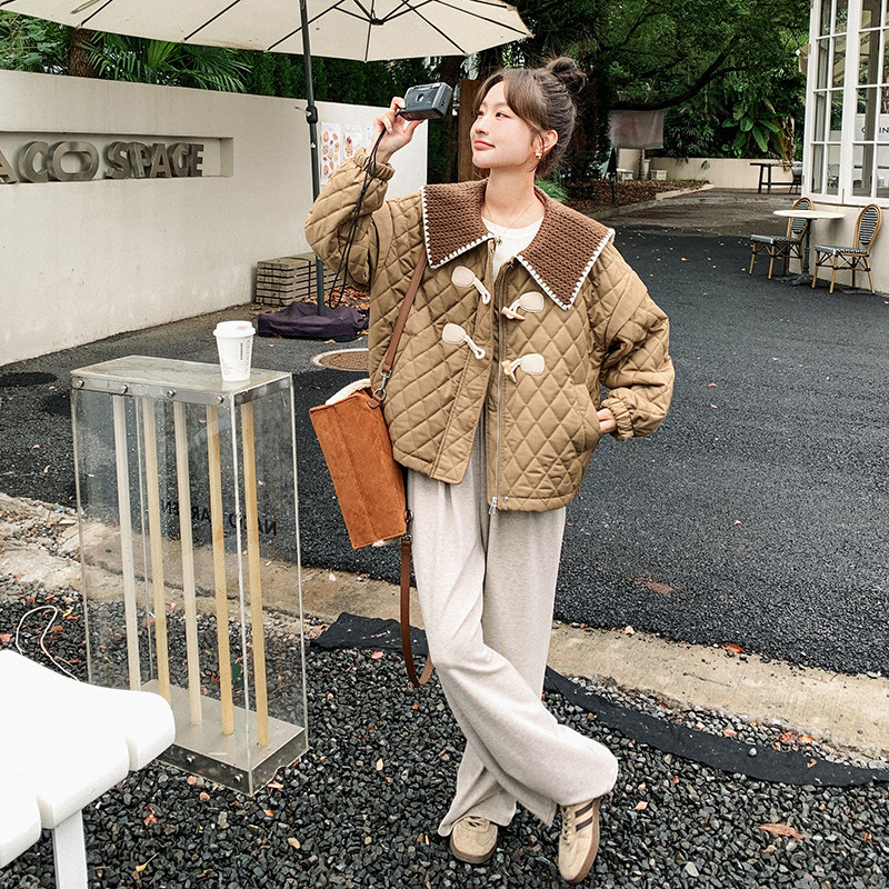 新款2025年冬季娃娃领毛线休闲棉衣2C098-8956P175K258,女装棉衣/棉服,2C098