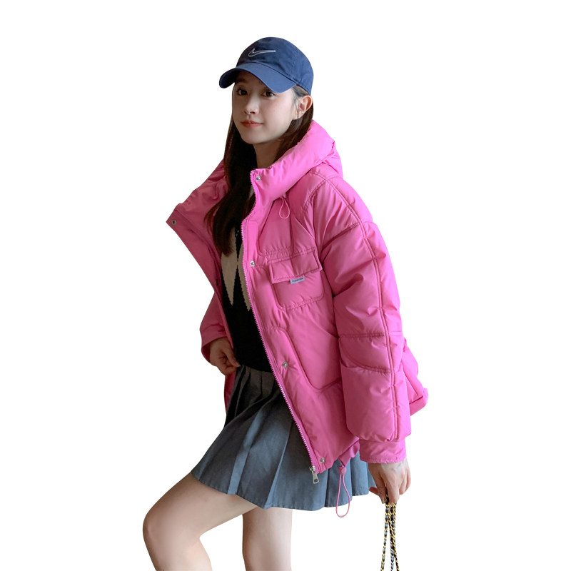 2025冬装新款韩版加厚宽松大口袋短款连帽面包服棉服外套,女装棉衣/棉服,2D148