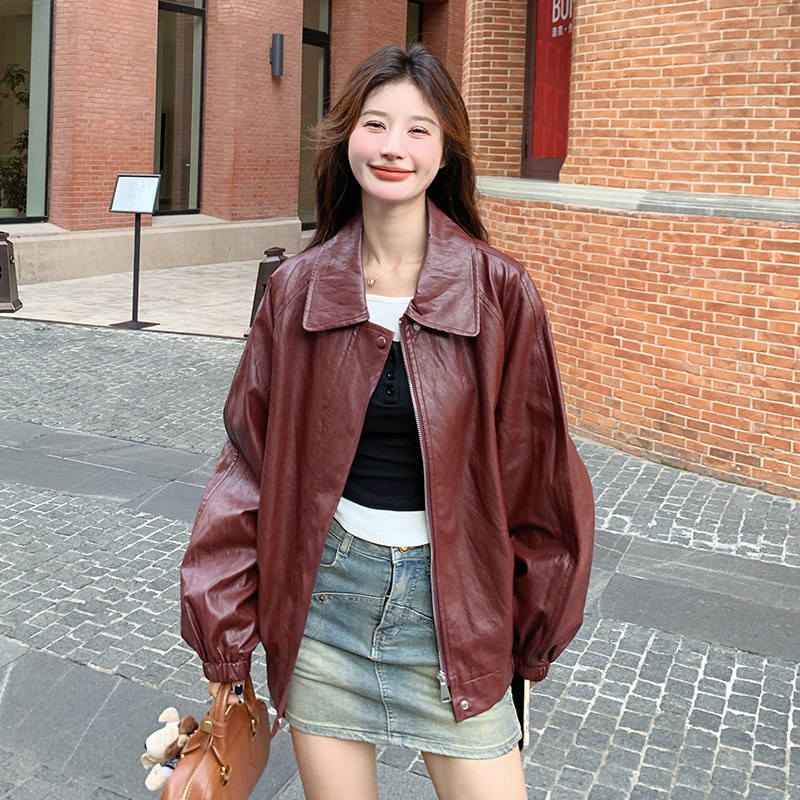 现货！！安哥拉红皮衣外套2C203-8013-P155-K228,女装短外套,2C203