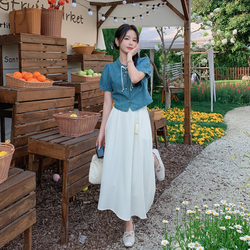 【档口现货】2025新款女装新中式牛仔休闲两件套266-P130-K180图片
