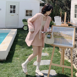 粉色小香风西装套装女春2025新款温柔风显瘦高端半身包臀裙两件套，女装套装/套裙，2C212